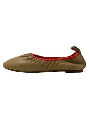 Celine Flat Shoes Beige Red Leather